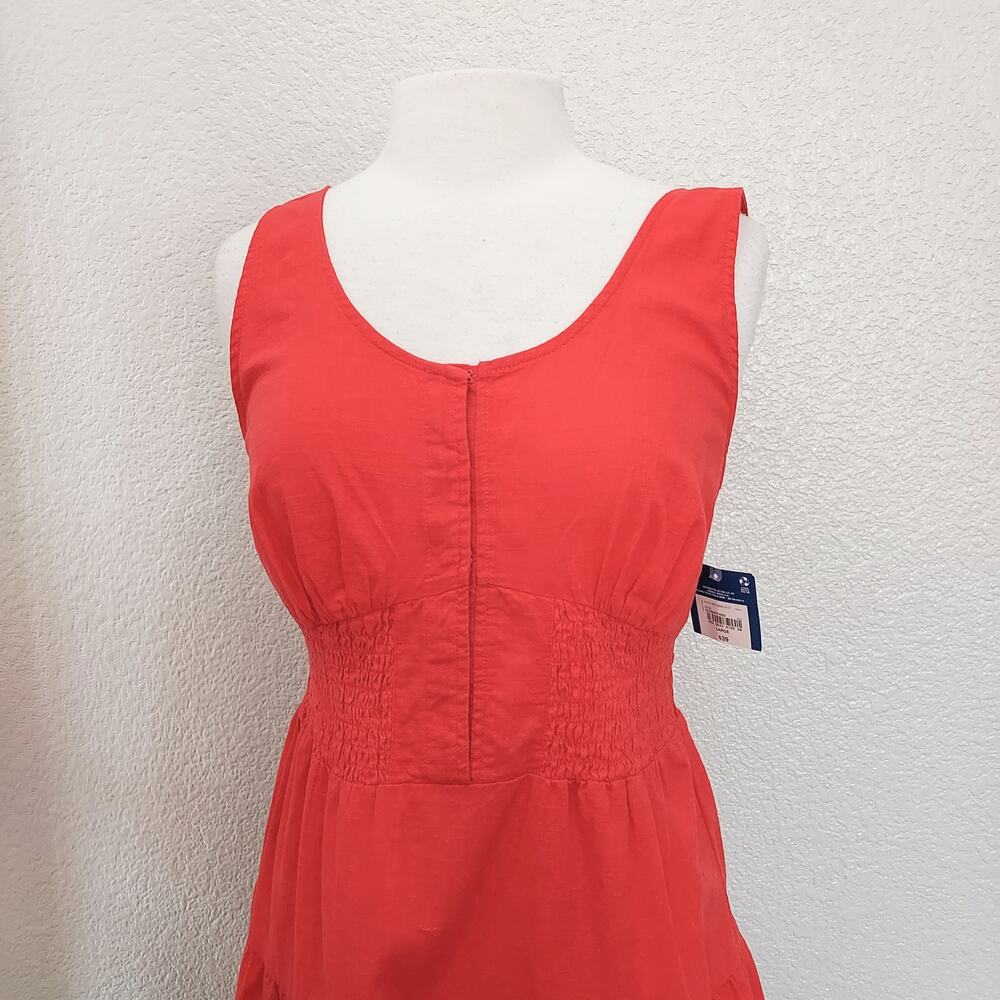 NEW Arizona Red Orange Sleeveless Tiered Knee Length Dress Size L - Picture 2 of 15